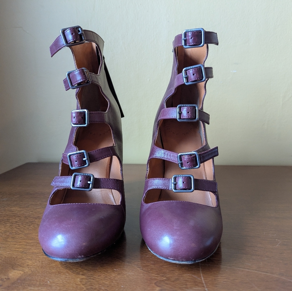 Marc By Marc Jacobs Seditionary Stacked Heel Bordeaux Leather Sz39.5/US 9.5